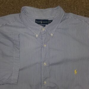 Ralph Lauren Long Sleeve Shirt Mens 3XLT TALL Classic Fit Button Down Pinstripe